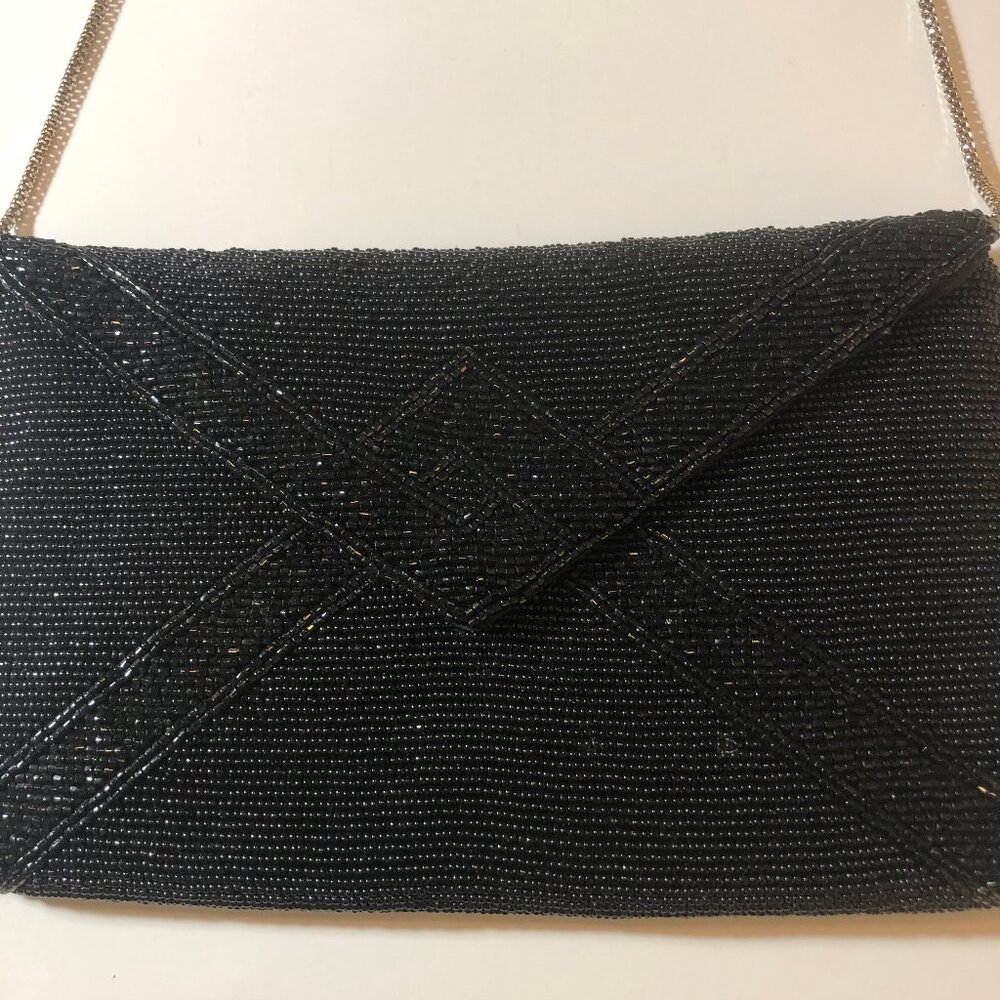 Vintage Waldorf Black Beaded Clutch – Hand Made in Hong Kong - Picture 5 of 16